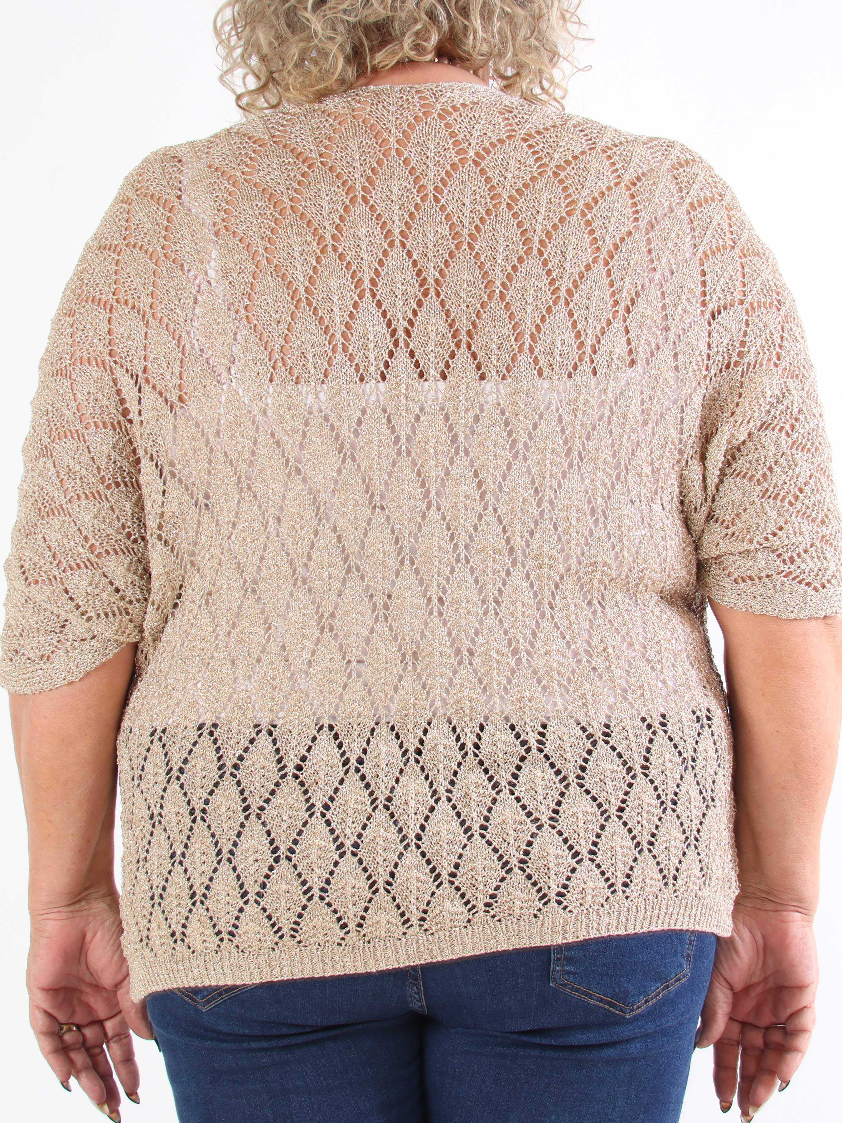 Selena - Sød plus size hæklet cardigan med glittertråde